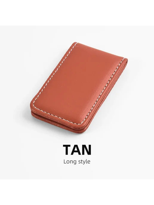 QOONG Бумажник с сильным магните кожаный long size-Tan, красный