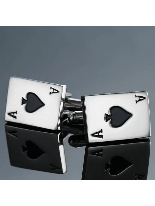 XKZM auspicious Запонки Ace of Spades, черные, металл 9, черный