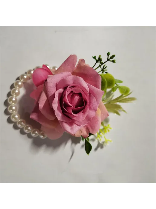 Lovegrace Розовая бутоньерка с розой и жемчугом, розовый