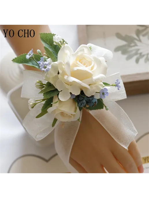 YO CHO Шелковый корсаж-браслет ivory Boutonniere-F, вариант, фото 2
