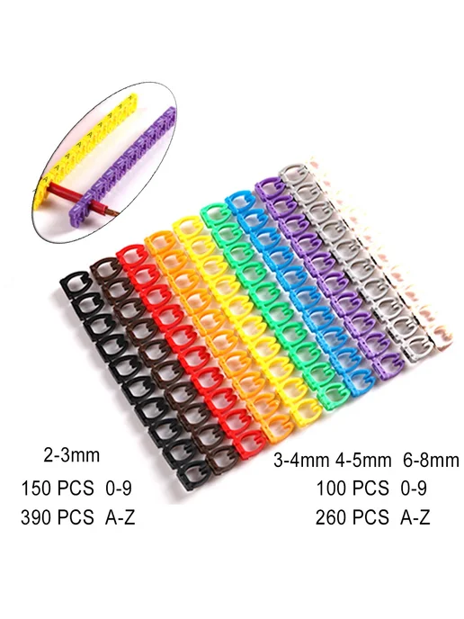 Нет бренда Маркер кабеля 390PCS A-Z Yellow 2-3mm, 390 шт, фото 2