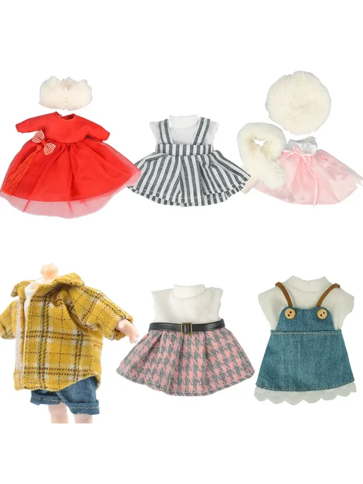 Нет бренда Платье для куклы 16 см в полоску, белый, Dress B, белый, фото 3