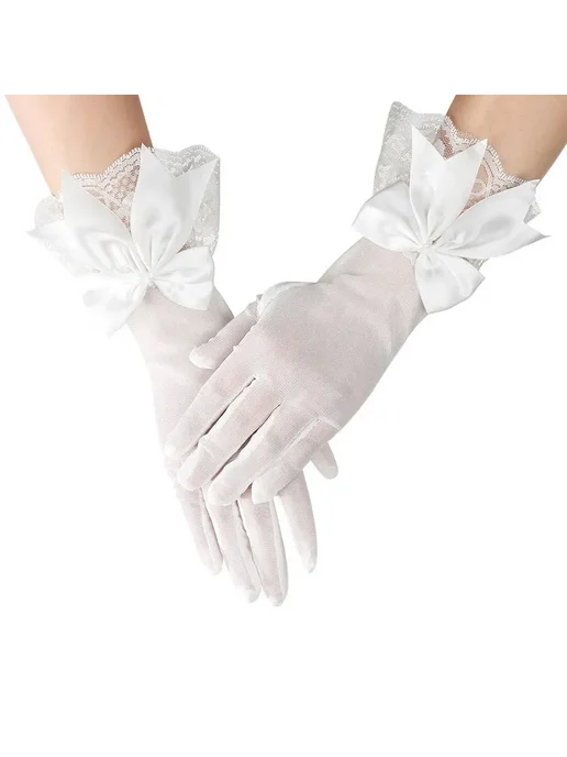Нет бренда Кружевные белые свадебные перчатки white, белый, фото 3