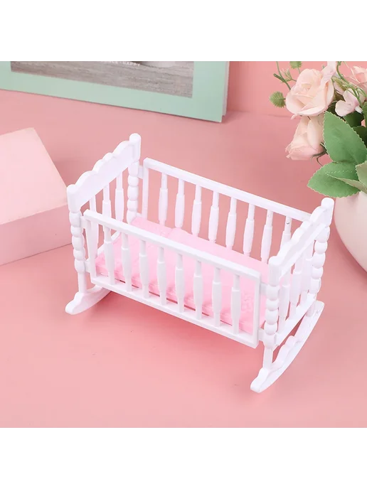 Нет бренда Пластиковая двухъярусная кровать для кукол b 14x9.8x11.5cm, розовый, фото 6