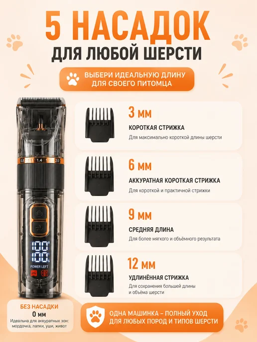 Мощная машинка для стрижки собак и кошек, черный, фото 4