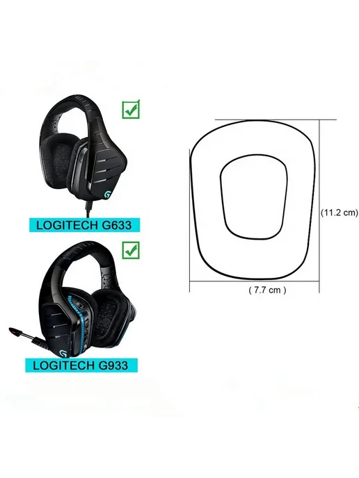 Jiaweisi Амбушюры Logitech G633 G933 G635 G935, черные, черный, фото 5