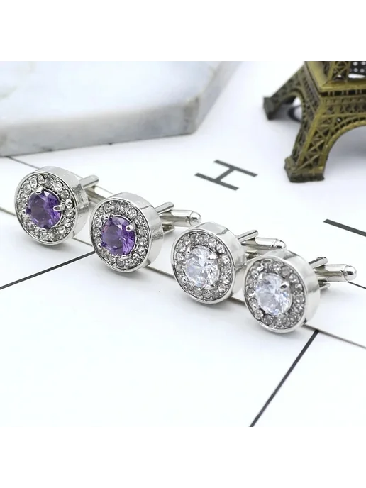Locus amazing Мужские запонки фиолетовые с фиолетовым Rhinestone, фиолетовый, фото 3