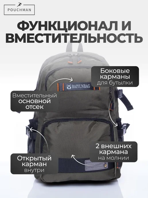 PouchMan Рюкзак городской спортивный, зеленый, фото 5