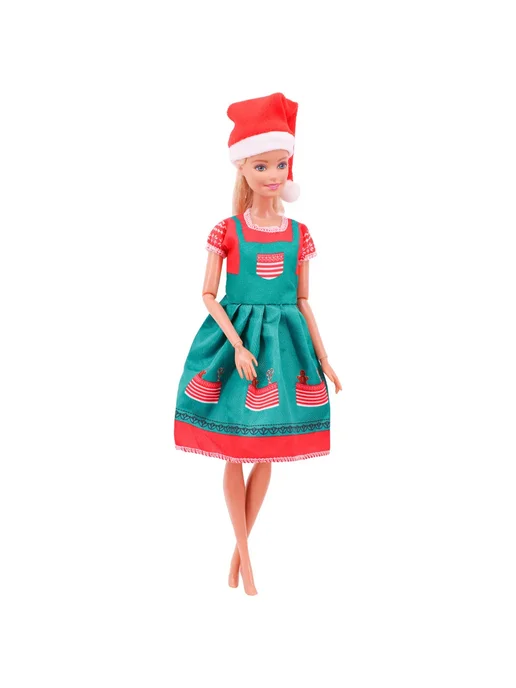 Fleta Кукла Barbie в новогоднем платье с колпаком, L382, красный