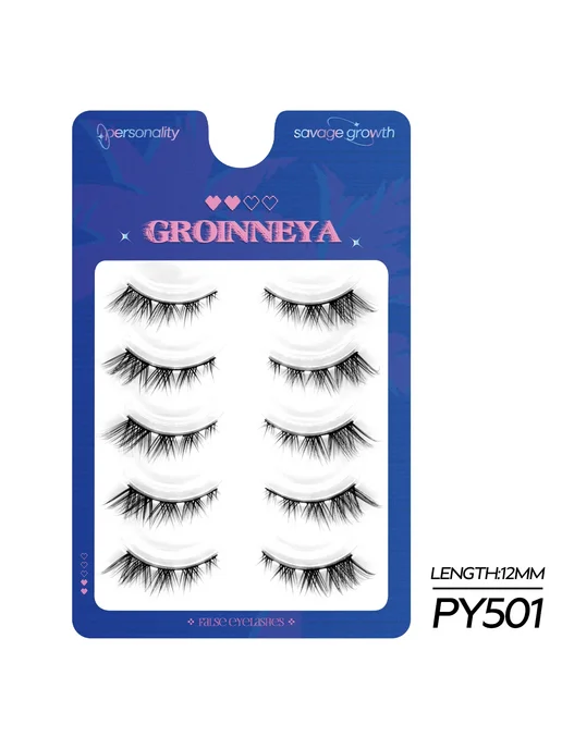 Groinneya ресницы кошачий глаз черные 5pairs-PY501, черный