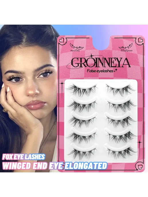 Groinneya ресницы кошачий глаз черные 5pairs-PY501, черный, фото 2