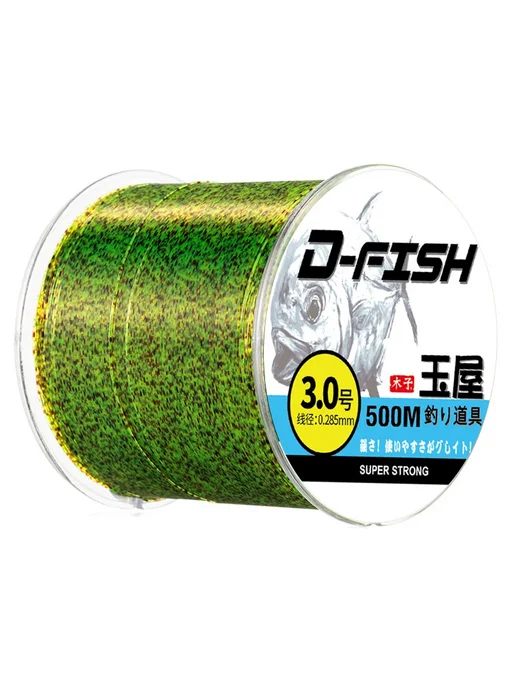 Нет бренда Леска рыболовная D-FISH 3.0, 500м, зеленая, 500 м