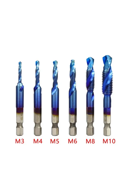 Нет бренда Набор метчиков и сверл XMSJ M3-M10, 6шт, Short, синий, 6 шт