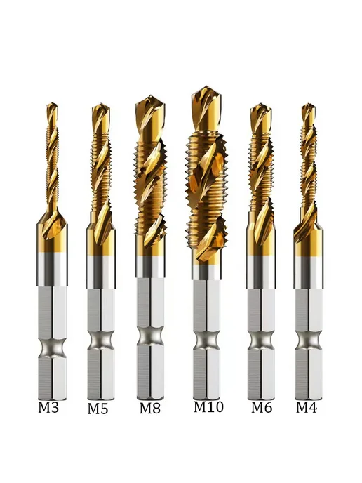 Нет бренда Набор метчиков и сверл XMSJ M3-M10, 6шт, Short, синий, 6 шт, фото 2