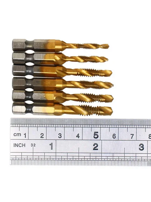 Нет бренда Набор метчиков и сверл XMSJ M3-M10, 6шт, Short, синий, 6 шт, фото 4