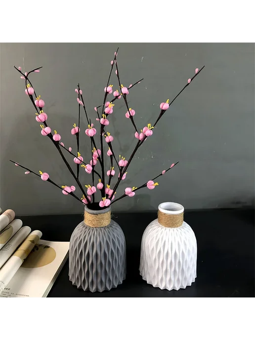 Нет бренда Пластиковая ваза для сухоцветов Nordic style Pink, розовый, фото 2