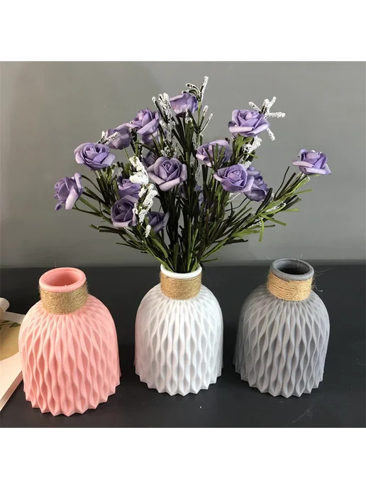 Нет бренда Пластиковая ваза для сухоцветов Nordic style Pink, розовый, фото 3