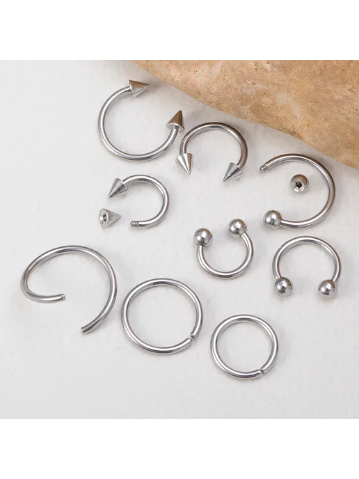 HONGTU implant Кольца для пирсинга черные HONGTU, нержавеющая сталь, 9 шт, 9 шт, фото 6