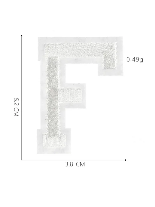 Нет бренда Вышитая заплатка белая "F", 5.2x3.8 см, Y139023f, 5.2x3.8 см