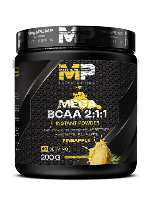 Mega PUMP Nutrition Порошок bcaa аминокислоты бца 200 грамм ананас, вариант, фото 7