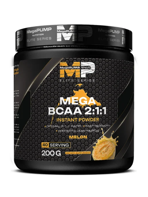 Mega PUMP Nutrition Порошок bcaa аминокислоты бца 200 грамм дыня, вариант, фото 7