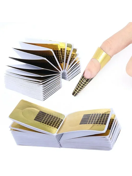 Нет бренда Формы для ногтей французские золотые 100pcs, 100 шт, фото 3