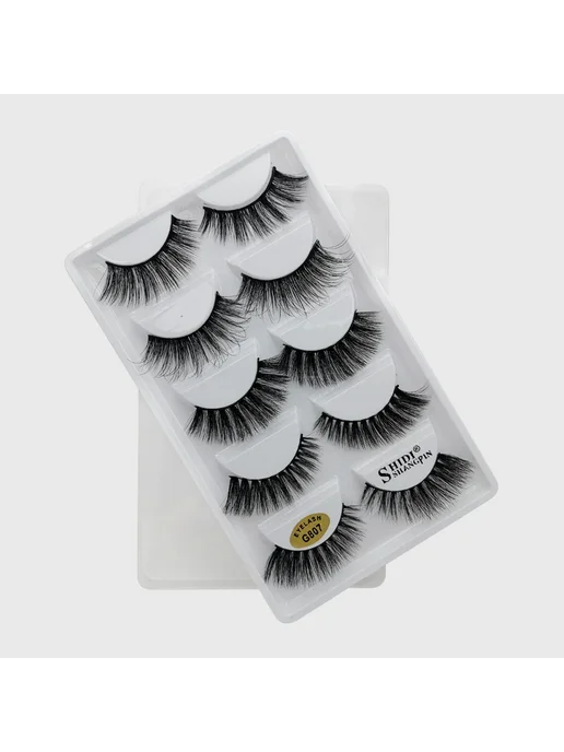 SHIDISHANGPIN Накладные ресницы 5pairs G807, черные, черный