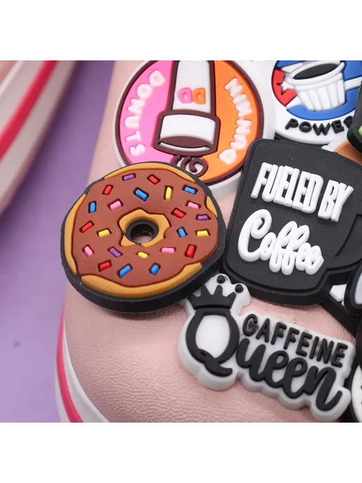 Джабо Dunkin' Donuts, оранжевый, подвеска на обувь, розовый, фото 4