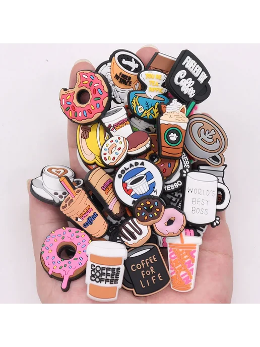 Джабо Dunkin' Donuts, оранжевый, подвеска на обувь, розовый, фото 7