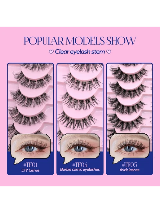 Groinneya Накладные ресницы кошачий глаз 10pairs-TF04, розовый, фото 7