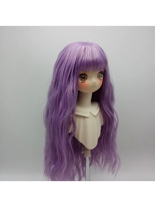 fradoo Парик кудрявый с челкой, бежевый, 17.5-19см для кукол BJD, бежевый, фото 2