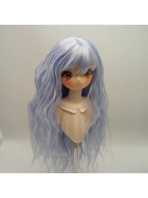 fradoo Парик кудрявый с челкой, бежевый, 17.5-19см для кукол BJD, бежевый, фото 6