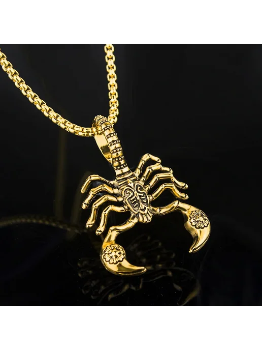 Нет бренда Цепочка с кулоном Скорпион, Gold, нержавеющая сталь, золотой