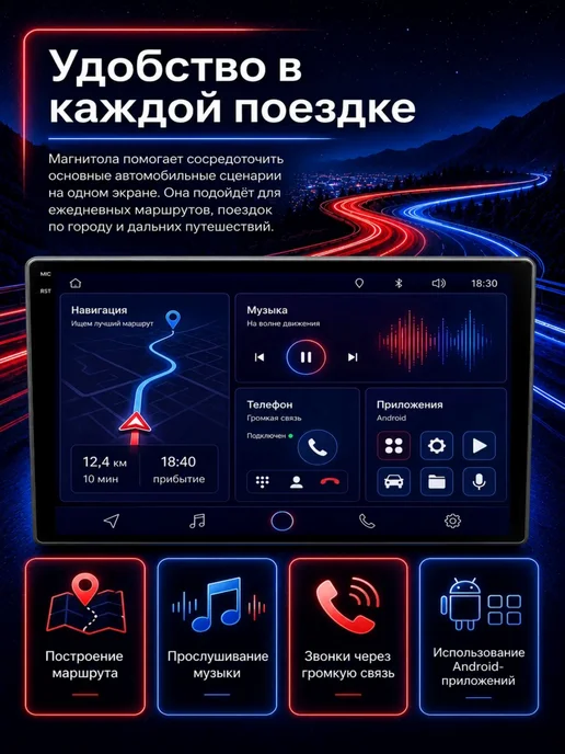Магнитола андроид для автомобиля 2din 10 дюймов 4 64гб, 64 ГБ, фото 5