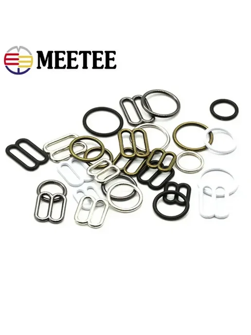 Meetee Пряжки для бюстгальтера металлические, 8 мм, GunBlack, серый, фото 6