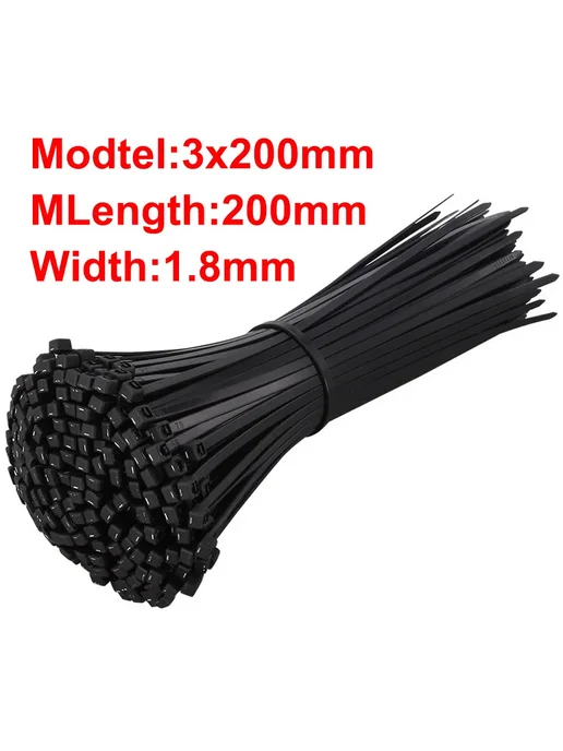 Нет бренда Пластиковые кабельные стяжки черные D-100PCS, черный