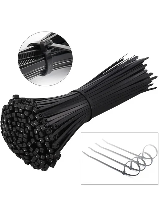 Нет бренда Пластиковые кабельные стяжки черные D-100PCS, черный, фото 3
