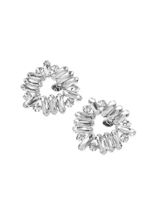 okdeals Серые серьги-клипсы с кристаллом, Color A-B, серый