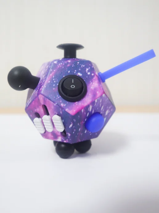 Антистресс кубик Fidget Cube 2.0, 12 граней, фиолетовый, фиолетовый, фото 2