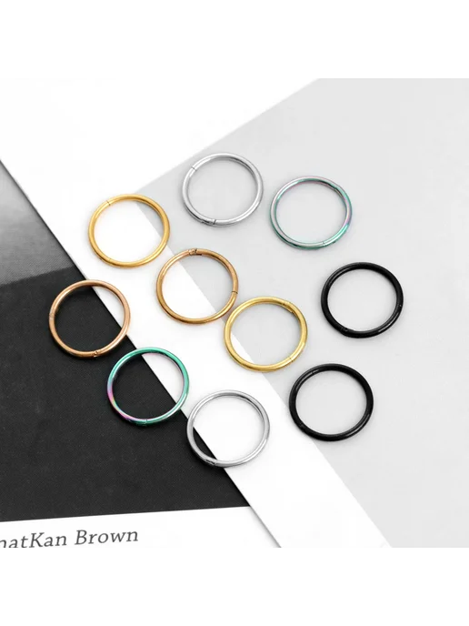 MODRSA Кольцо для пирсинга серебряное из нержавеющей стали 1.0-6mm, Rainbrow 1.2-8mm, фото 4