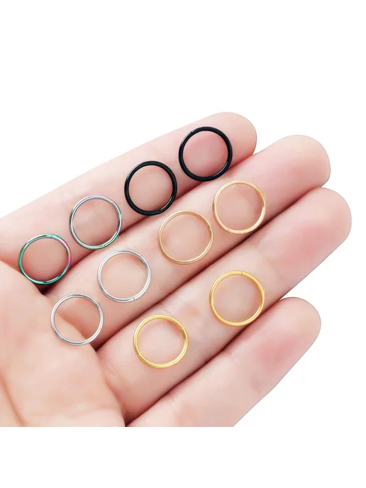 MODRSA Кольцо для пирсинга серебряное из нержавеющей стали 1.0-6mm, Rainbrow 1.2-8mm, фото 5