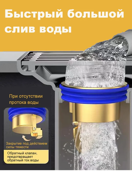 Сухой сифон клапан затвор для душа, сливного трапа в полу, 3 шт, фото 3