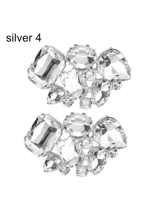 okdeals Съемные зажимы для обуви, броши, кристаллы silver 4, серебристый