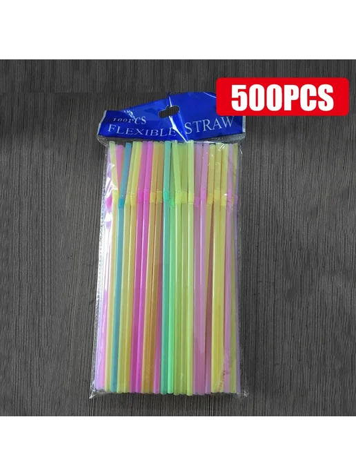 Нет бренда Гибкие трубочки для напитков Rietjes Multicolor 500Pcs, 500 шт