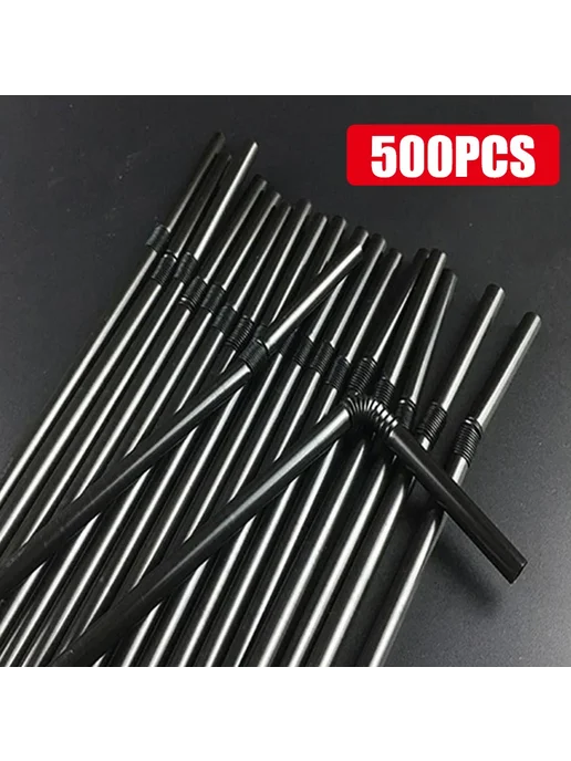 Нет бренда Гибкие трубочки для напитков Rietjes Black 500Pcs, 500 шт