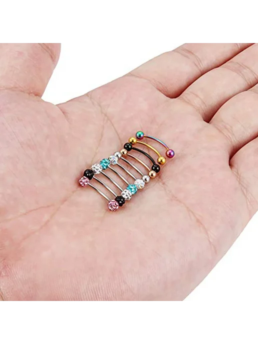 Нет бренда Пирсинг брови розовый, сталь 16г, 1.2x6mm, 16 г, фото 3