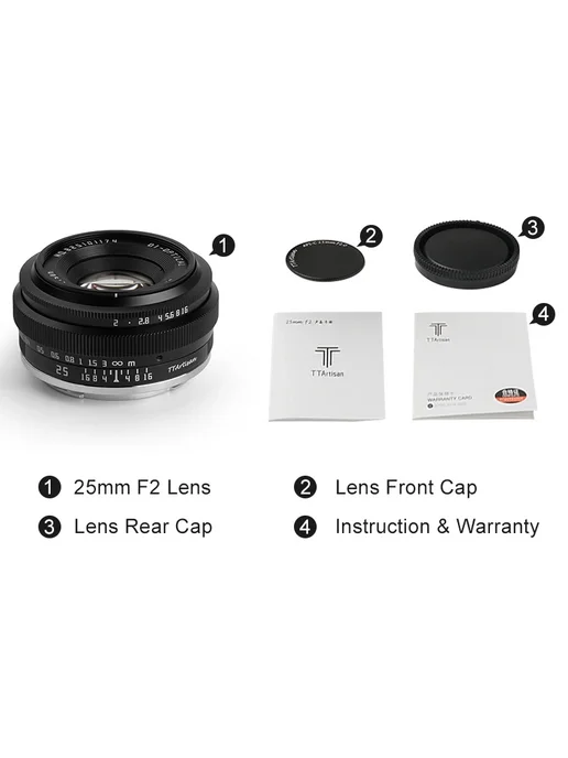 TTArtisan 25mm F2 Объектив E mount, Черный, черный