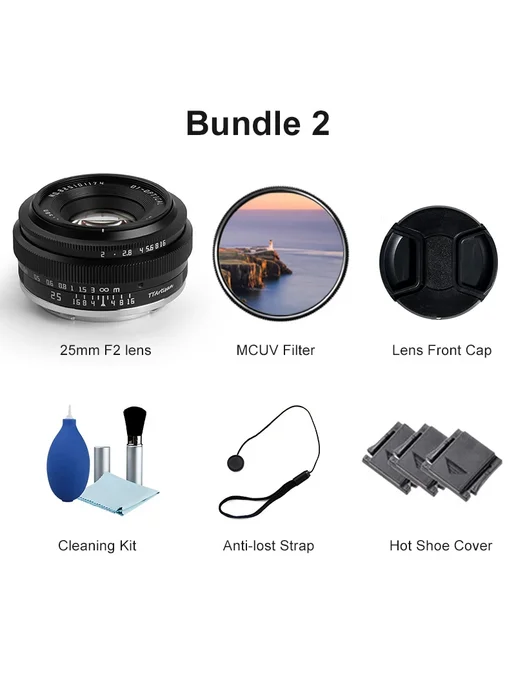 TTArtisan 25mm F2 Объектив Canon RF Bundle 2, черный