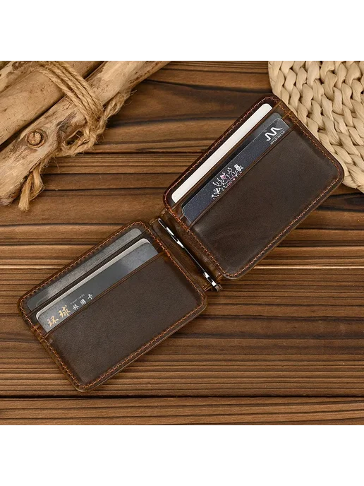 Luufan Бумажник визитница из натуральной кожи A-light brown1, коричневый, фото 4