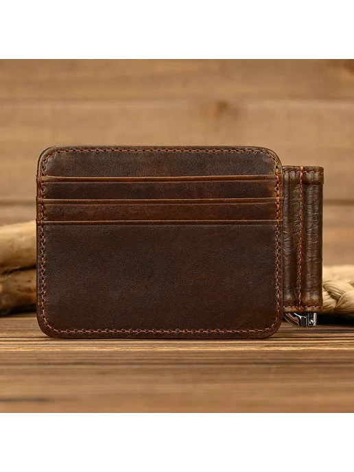 Luufan Бумажник визитница из натуральной кожи A-light brown1, коричневый, фото 5